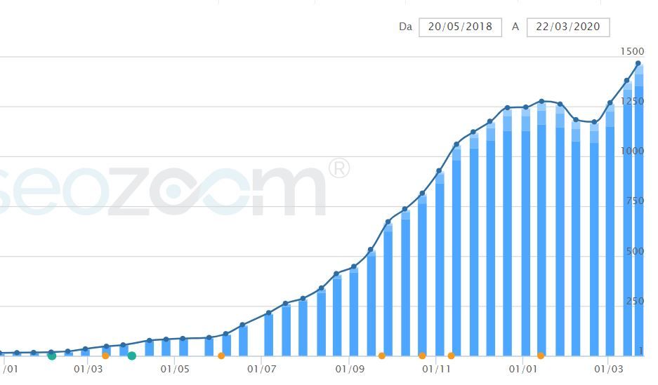 Grafico posizionamento organico sito internet