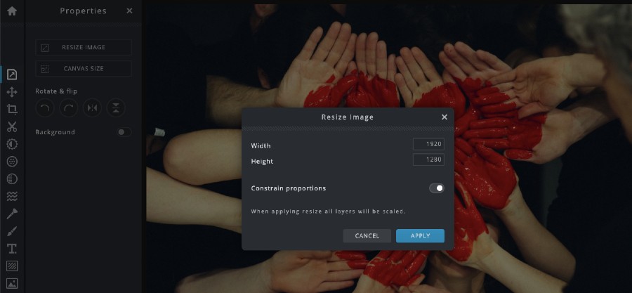 Come ridimensionare immagini Pixrlx